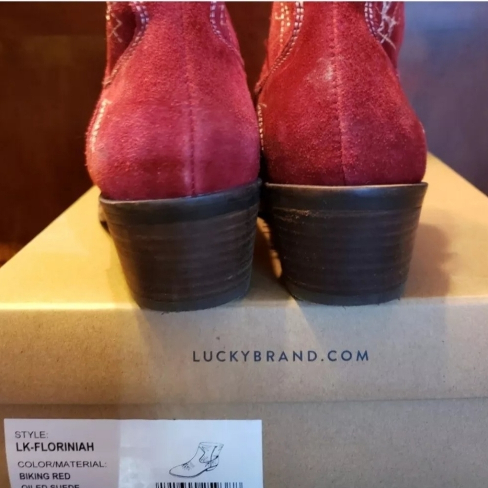 Lucky Brand Biking Red Oiled Suede Boots - Picture 4 of 5